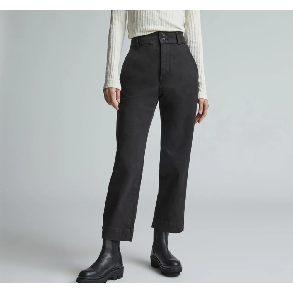 Everlane Sz 0 Organic Cotton Black Denim Straight Leg Crop Pants Grunge Utility